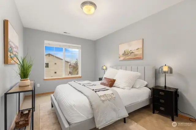 Sweet bedroom overlooking front of the house.