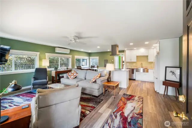 Open plan with lots of light (mini split for A/C and heat)