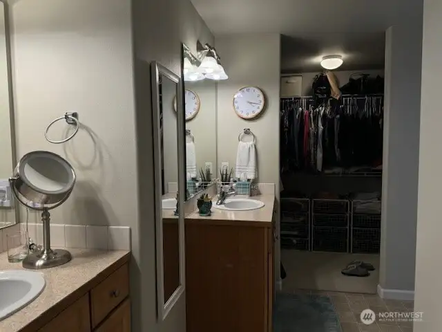 Primary Bath with double sink vanities and