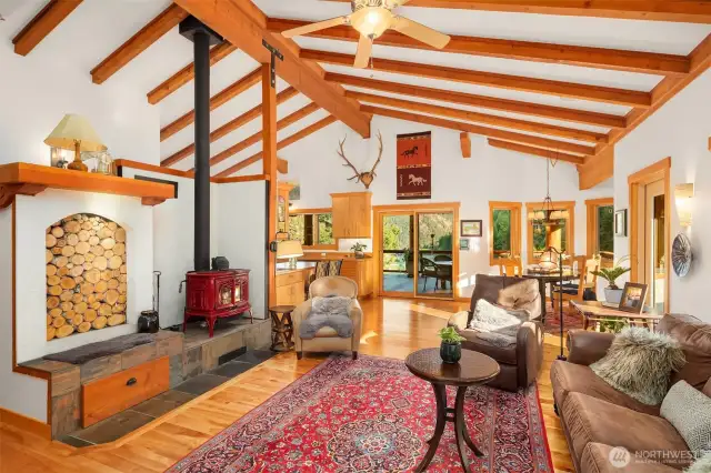Wood burning fireplace