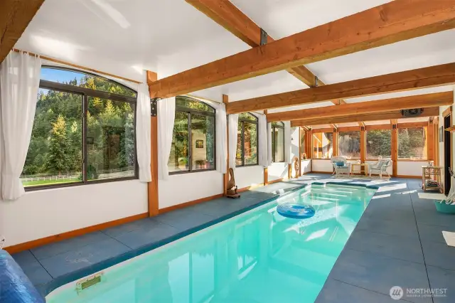 10 x 30 lap pool in 16 x 40 pool room.
