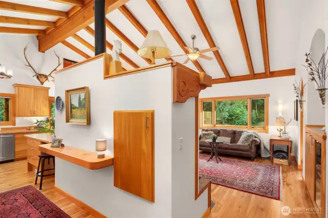 Vaulted Ceilings, Redwood Floors,