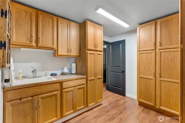 Utility sink and more cabinet! This room is a utility room.