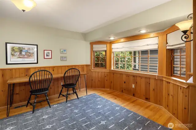 Office area with windows framing the space.