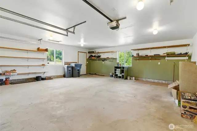 Large 2 bay garage with work area