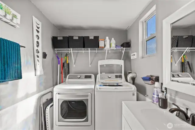 Laundry area, window for natural light and breeze & storage space