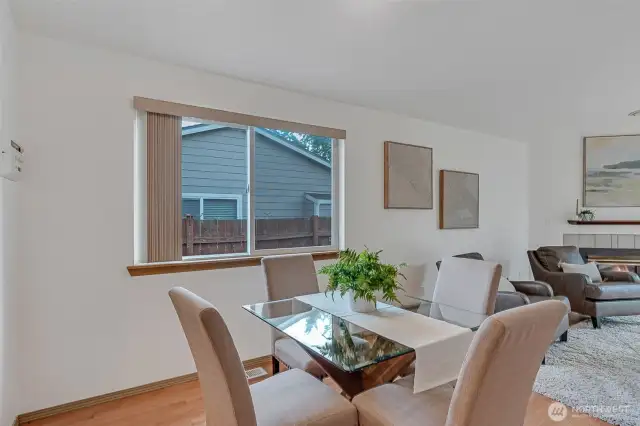The dining area opens to the family room.