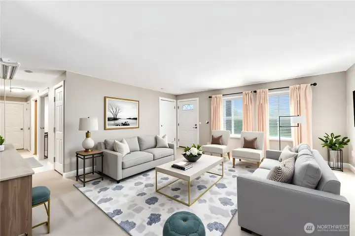 Virtually staged living room
