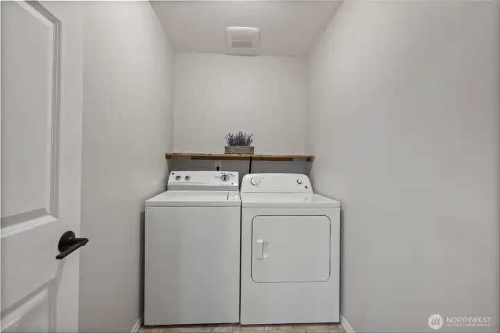 Laundry room, centrally located in the home