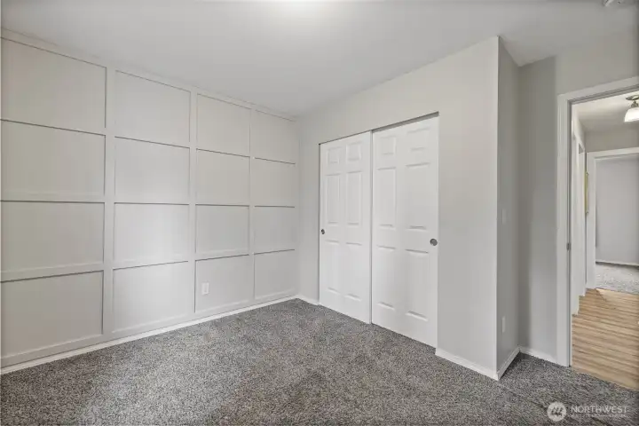 Bedroom #3, with lovely accent wall and large closet