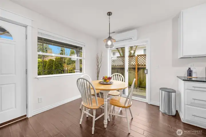 Bright, open dining area.