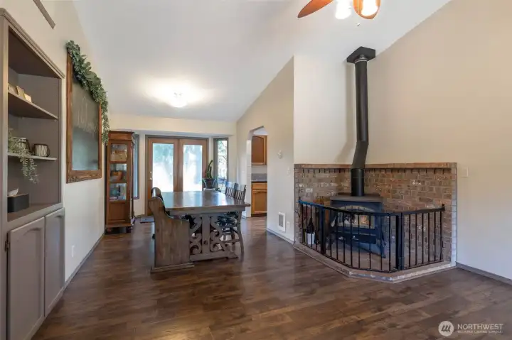 Wood stove heats home nicely, but this home also has a Mini Split for heat/AC for those that do not wish to use wood to heat.