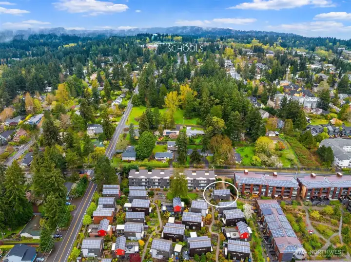 Looking north toward High School Road, you'll have easy access to shopping and schools.
