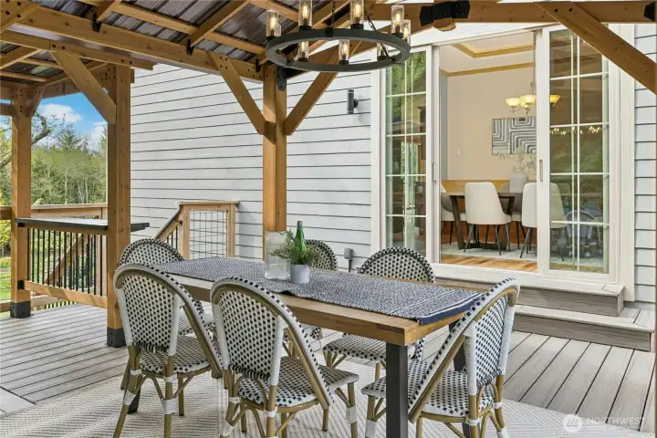 Light up your evenings. There is power out to the gazebo, ready for your next dinner party or BBQ.