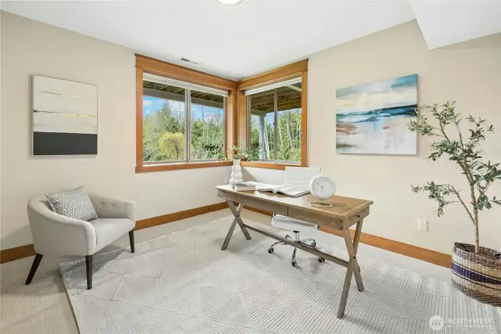 This is the second of two lower level bedrooms. You'll have incredible flexibility for guests, office or hobby space.