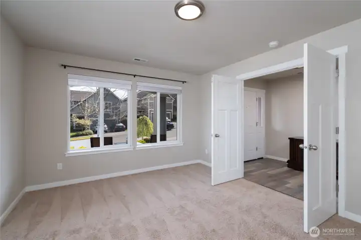 Office or game room with double doors