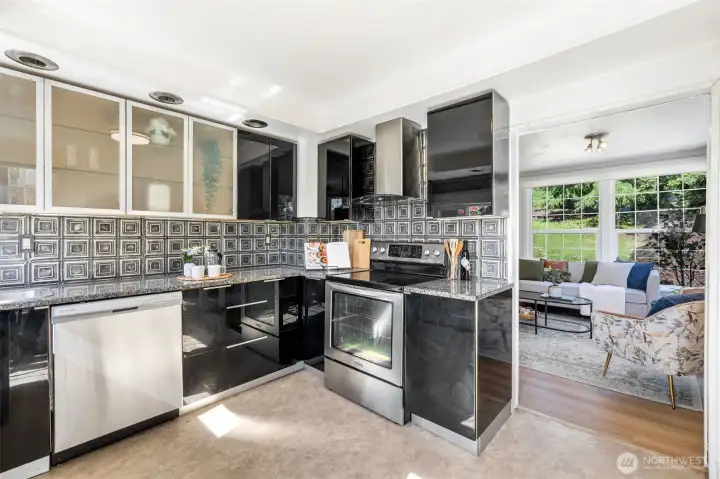 Metal backsplash makes a statement