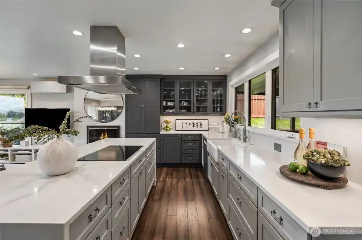 Completely remodeled kitchen with soft-close cabinets and lighting