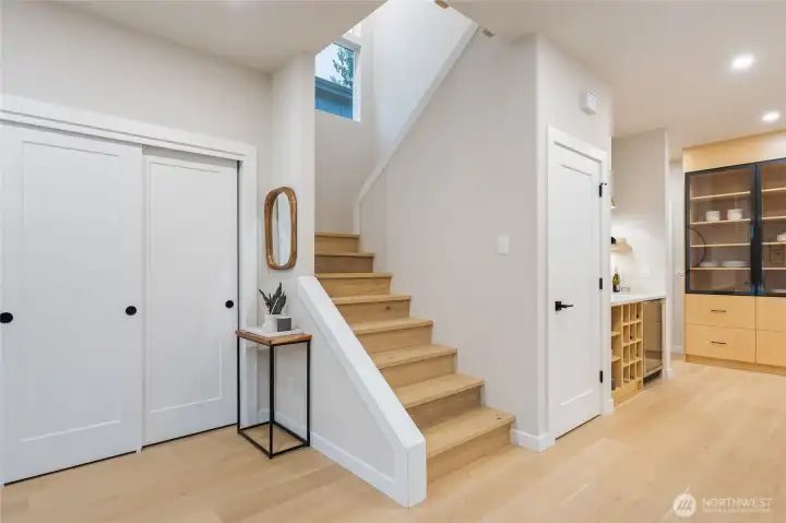 Entrance with large coat closet