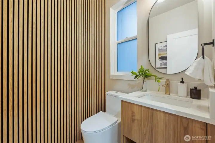 Powder room off the attached garage