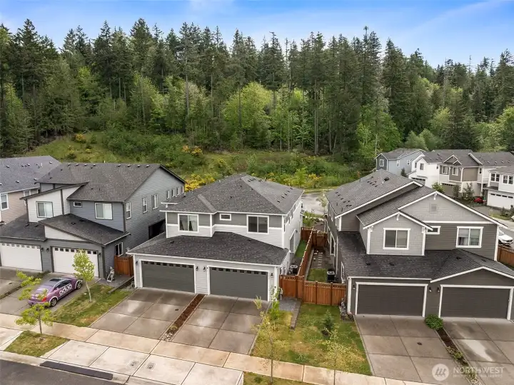 Nothing but woods and nature on the east side of the home. Nothing but woods and nature on the east side of the home.