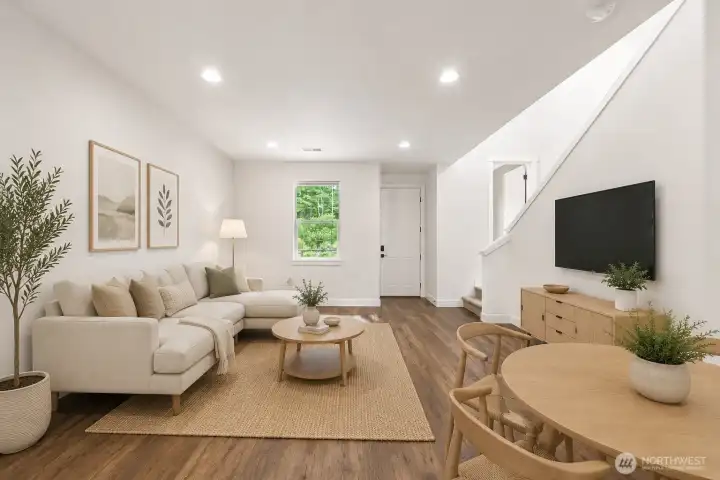 virtually staged dining and living room virtually staged dining and living room