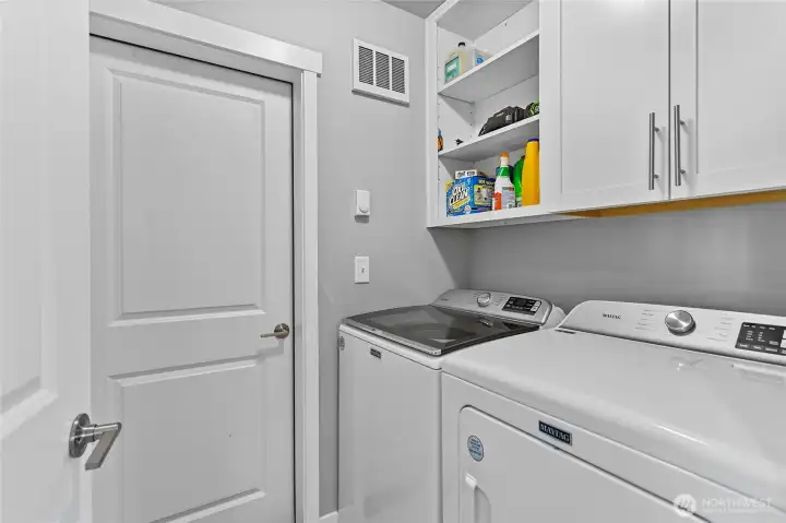 Laundry off of door to garage.