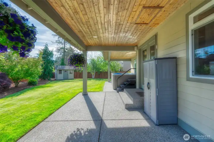 2 of the 3 covered patios with lighting. In addition to all the extra space in the 4 car garage and shop plus attic with pull down stairs you have a 10X12 shed 2 of the 3 covered patios with lighting. In addition to all the extra space in the 4 car garage and shop plus attic with pull down stairs you have a 10X12 shed