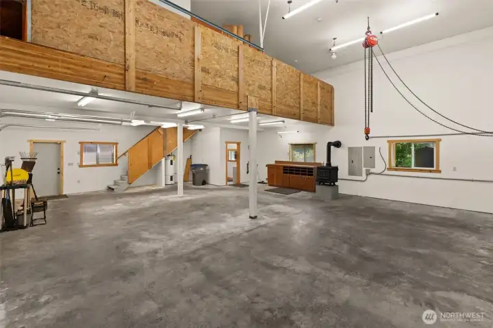 Stairway leads to loft space