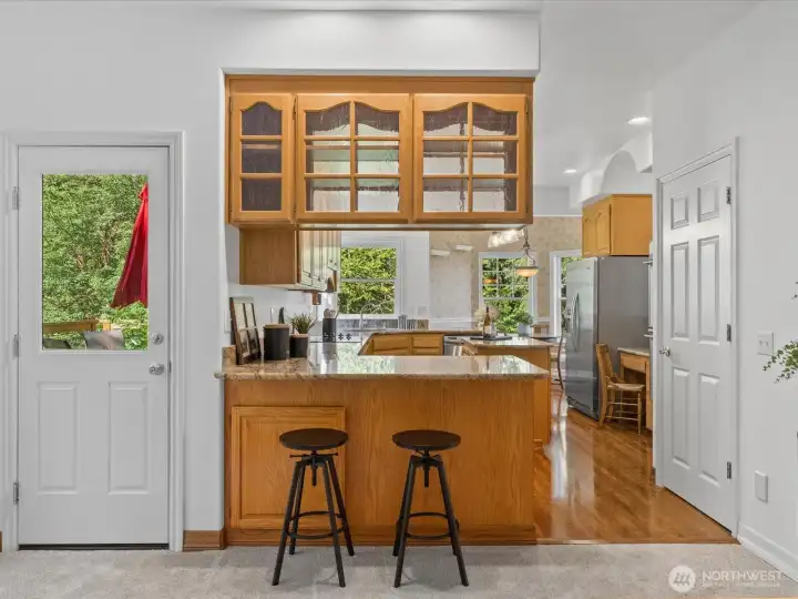 Granite countertops and breakfast bar