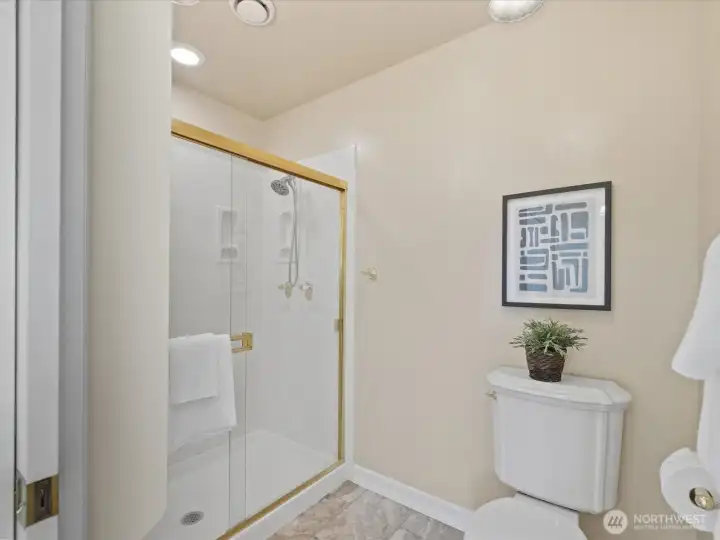 Standing shower and toilet to give you more privacy