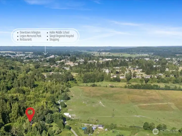 4 min from Skagit hospital, 5 min from downtown Arlington and more.