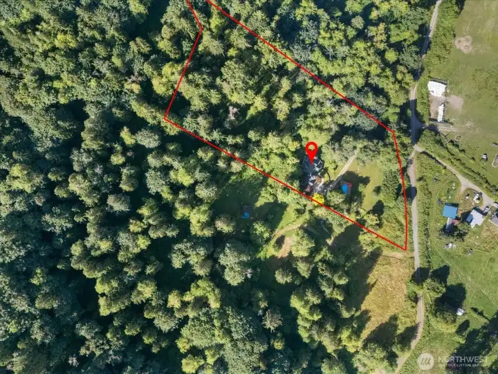 Approx. property lines. Total of 5-acres. RV parking down below at entrance of property