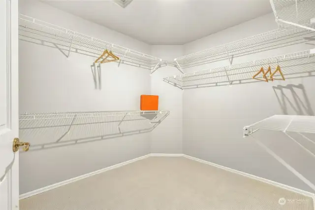 Large walk in closet is ready for customization. There is another closet off the master that can be used for overflow storage.