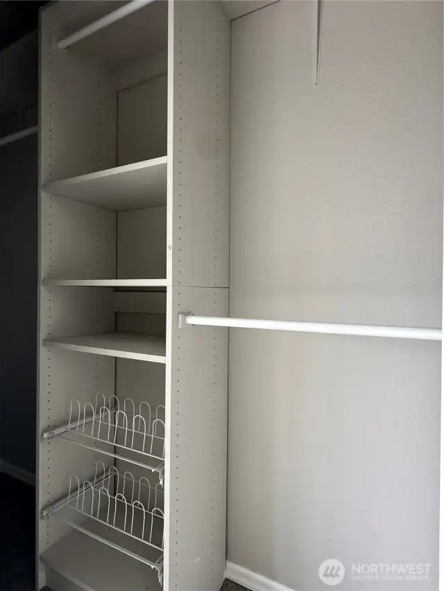 Primary has nice closet built-ins to organize your clothes, shoes hats, purses, and all your stylish things!
