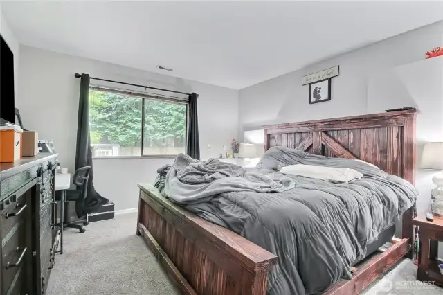 "Main" downstairs bedroom. This furniture is no longer in the room (photo from previous photo shoot).