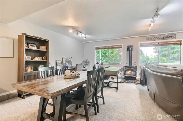 Another view of the downstairs living space. Check out the propane gas fireplace!