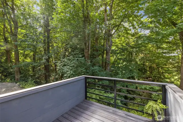 Feel immersed in nature on this private deck off Primary.
