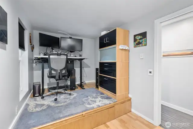 2nd bedroom currently used as office on top of solid captain’s bed