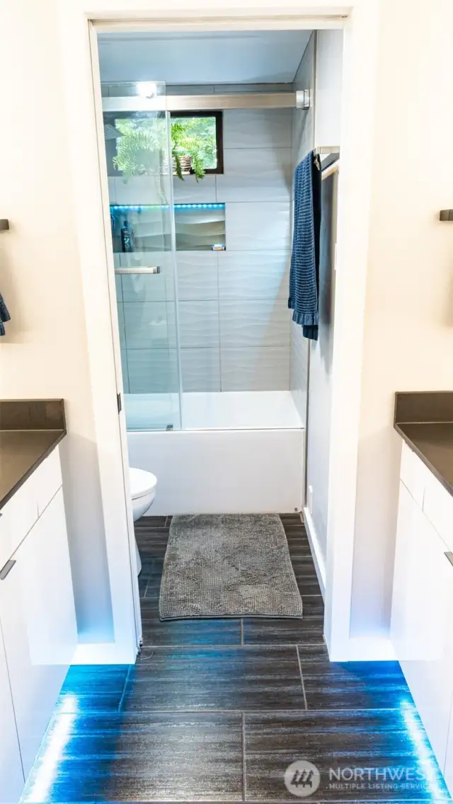 Customize your home’s ambiance with LED lighting and integrated smart home technology throughout