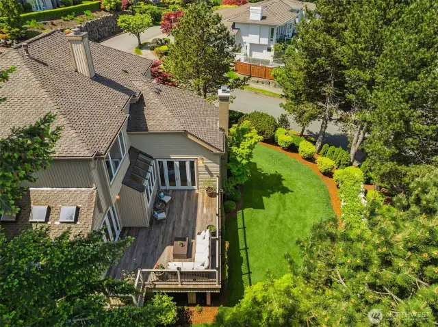 A large corner lot, this home is very private, while also being conveniently located with trail access next to the property.