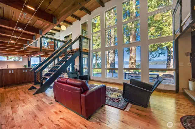 Another view of the living room with the kitchen beyond.