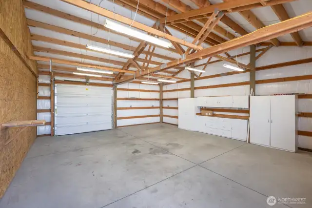 Huge shop with garage door.