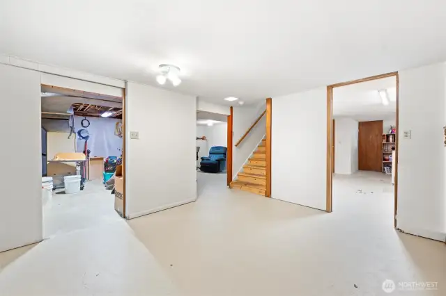 All the hard work is done! Add flooring and trim to complete this large rec room!