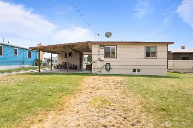 Large and open backyard.