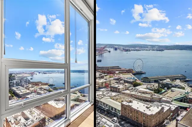 View of the Seattle Waterfront from the Living Room and Den windows!