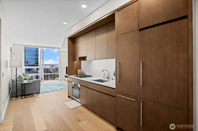 White oak hardwood floors.