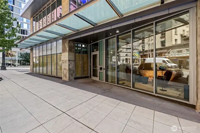 24hr concierge in a secured building. The keyfob will only allow you on your floor and the amenities floors. Don't miss floor 3 and 39!