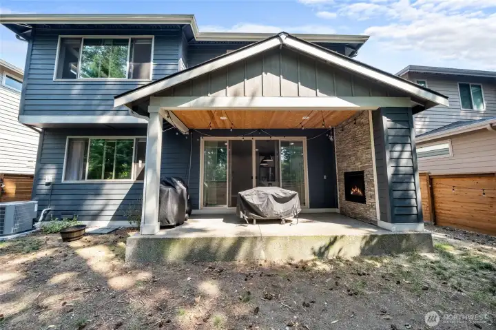 Back porch with fireplace