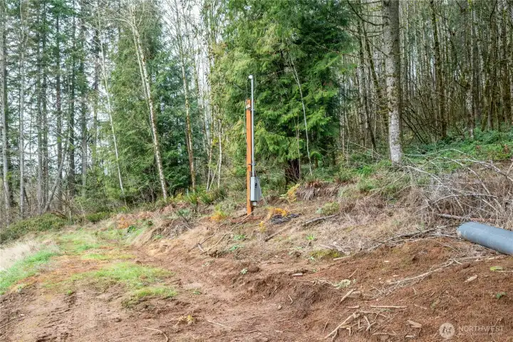 Power pole installed, needs to be hooked to electricity